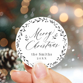 Modern script Verry Kerstfeestdag Gift Ronde Sticker