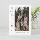 Modern script Verticale Twee foto familie Kerstmis Feestdagenkaart (Staand voorkant)
