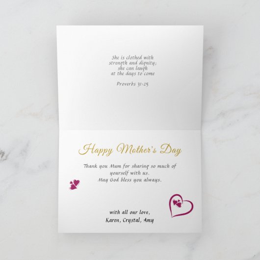 Modern Script Vier blauwe foto's Moederdag Kaart (Binnen)