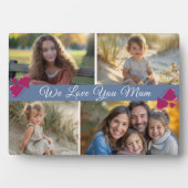Modern Script Vier foto's Moederdag Dusty Blue Fotoplaat (voorkant)