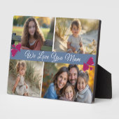 Modern Script Vier foto's Moederdag Dusty Blue Fotoplaat (Zijkant)