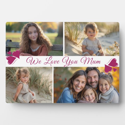 Modern Script Vier foto's Moederdag Fotoplaat (voorkant)