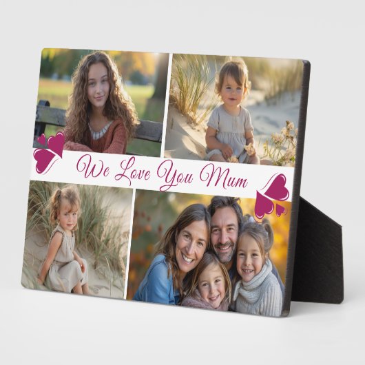 Modern Script Vier foto's Moederdag Fotoplaat (Zijkant)