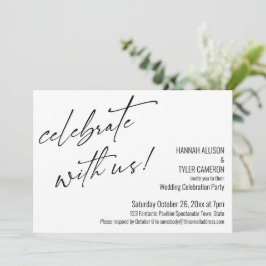 Modern Script Vier Ons Trouwreceptie Kaart