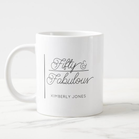 Modern Script Vijftig en Fantastisch 50ste Verjaar Grote Koffiekop (Links)