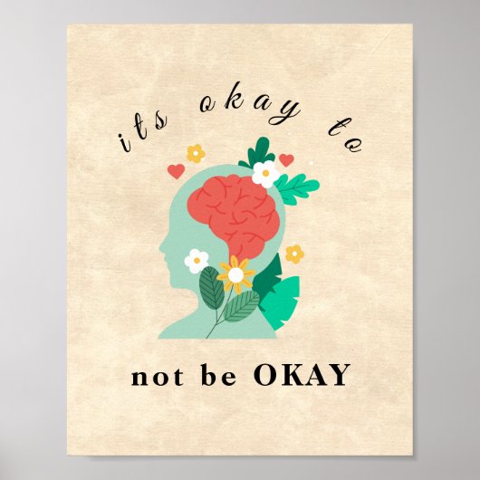 Modern Script	Vintage Wandkunstposter | het is oké Poster (Voorkant)