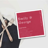 Modern Script Viva Magenta Fun Facts Wedding Servet