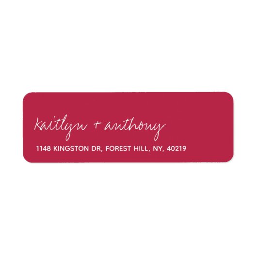 Modern Script Viva Magenta minimalistisch huwelijk Etiket (Voorkant)