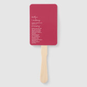 Modern Script Viva Magenta minimalistisch huwelijk Handwaaier (Voorkant)