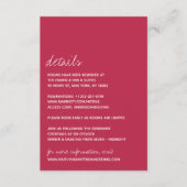 Modern Script Viva Magenta minimalistisch huwelijk Informatiekaartje (Voorkant)