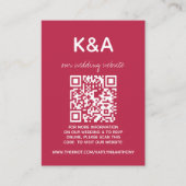 Modern Script Viva Magenta minimalistisch huwelijk Informatiekaartje (Voorkant)