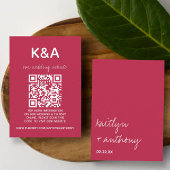 Modern Script Viva Magenta minimalistisch huwelijk Informatiekaartje