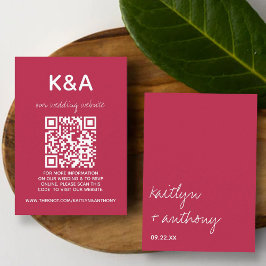 Modern Script Viva Magenta minimalistisch huwelijk Informatiekaartje