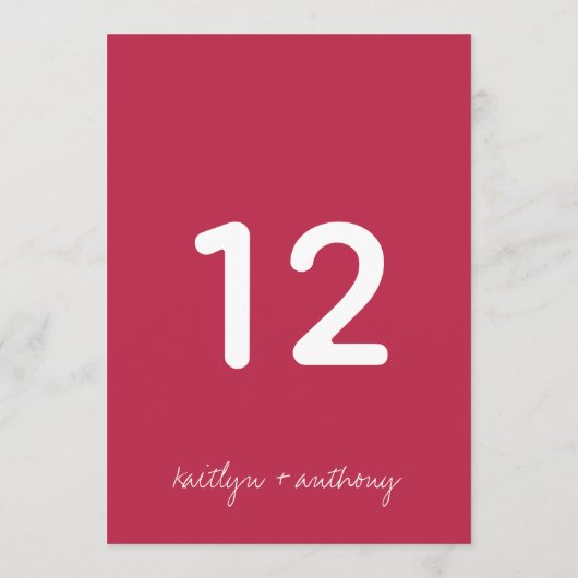 Modern Script Viva Magenta minimalistisch huwelijk Kaart (Achterkant)