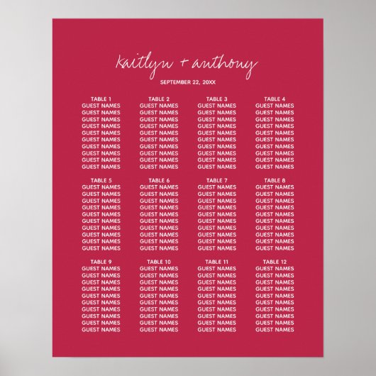 Modern Script Viva Magenta minimalistisch huwelijk Poster (Voorkant)