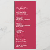 Modern Script Viva Magenta minimalistisch huwelijk Programmakaart (Achterkant)