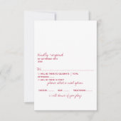 Modern Script Viva Magenta minimalistisch huwelijk RSVP Kaartje (Voorkant)