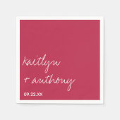 Modern Script Viva Magenta minimalistisch huwelijk Servet (Voorkant)