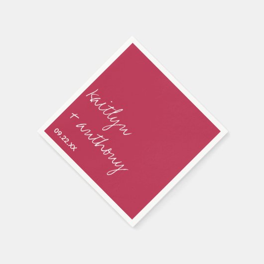 Modern Script Viva Magenta minimalistisch huwelijk Servet (Hoek)