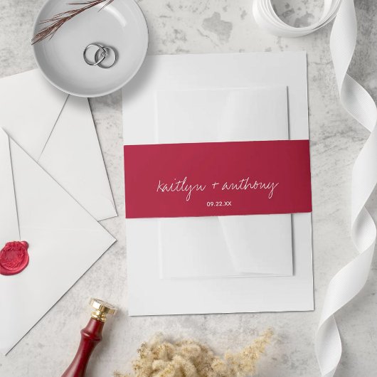 Modern Script Viva Magenta minimalistisch huwelijk Uitnodigingen Wikkel