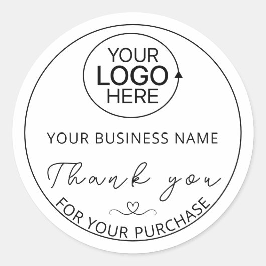 Modern Script Voeg Logo Business toe Dank u Ronde Sticker (Voorkant)