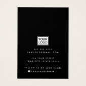 Modern script voegt logo zwarte oormeringskaart to visitekaartje (Achterkant)