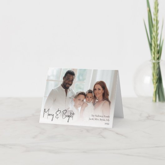 Modern script, volledig gevouwen foto feestdagen kaart (Voorkant)