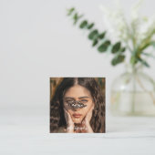 Modern Script Volledige foto QR Code Social Media Vierkante Visitekaartje (Staand voorkant)