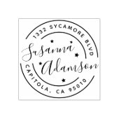 Modern script Volledige naam Ronde retour adres Rubberstempel (Afrduk)