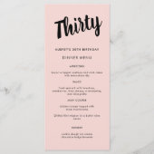 Modern script voor 30e verjaardag menu (Voorkant)
