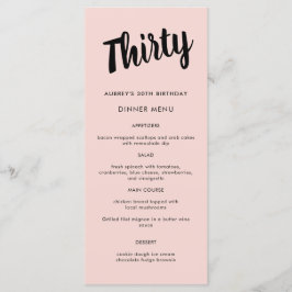 Modern script voor 30e verjaardag menu