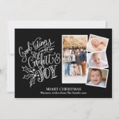 Modern script voor Black Good Tidings of Comfort J Feestdagenkaart (Voorkant)