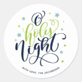 Modern script voor Heilige Dacht Kerstmis Ronde Sticker (Voorkant)