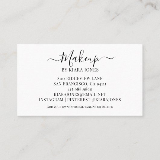 Modern script voor het maken van foto's visitekaartje (Achterkant)