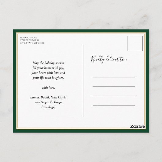 Modern script voor Red Good Tidings of Comfort & J Briefkaart (Achterkant)