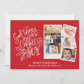 Modern script voor Red Good Tidings of Comfort & J Feestdagenkaart (Voorkant)