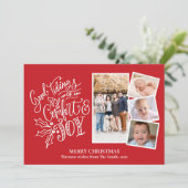 Modern script voor Red Good Tidings of Comfort & J Feestdagenkaart (Staand voorkant)