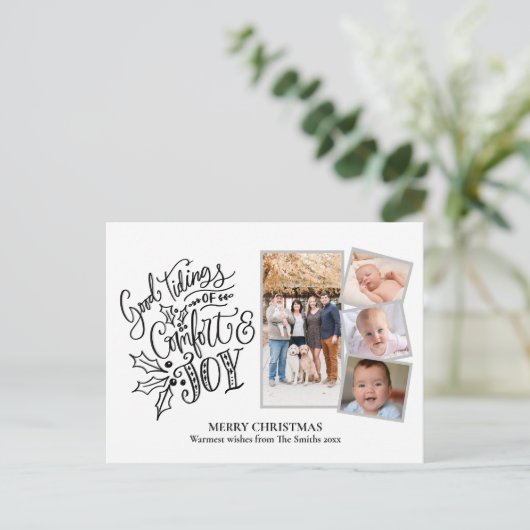 Modern script voor Silver Good Tiding of Comfort J Briefkaart (Staand voorkant)