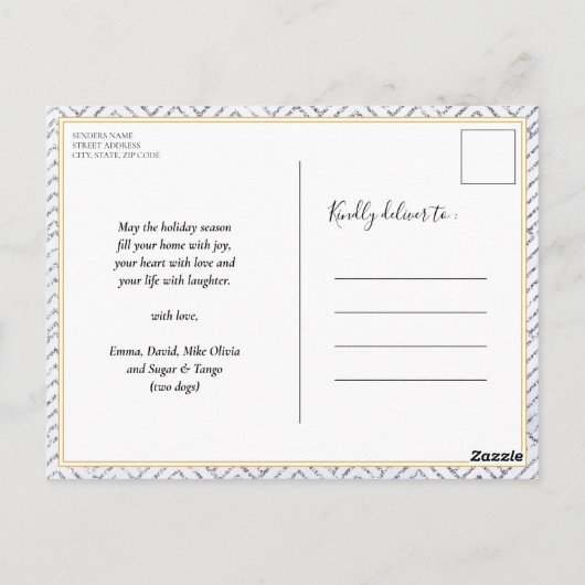 Modern script voor Silver Good Tiding of Comfort J Briefkaart (Achterkant)