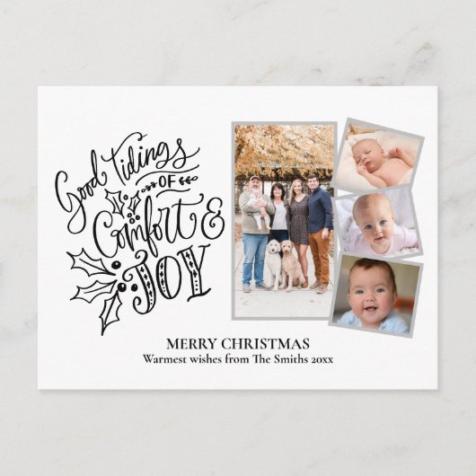 Modern script voor Silver Good Tiding of Comfort J Briefkaart (Voorkant)