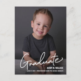 Modern Script voorschool Afstuderen met foto Aankondigingskaart