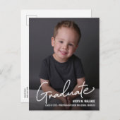 Modern Script voorschool Afstuderen met foto Aankondigingskaart (Voorkant / Achterkant)