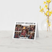 Modern Script Vouwkaart 5 Foto's  Prettig Kerstfee Kaart (Gele Bloem)