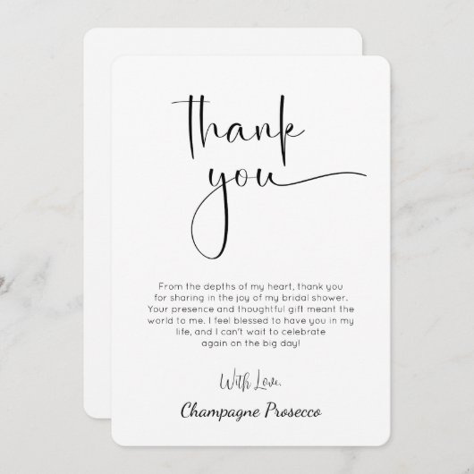 Modern Script-Vrijgezellenfeest-bedankkaart Kaart (Voorkant / Achterkant)