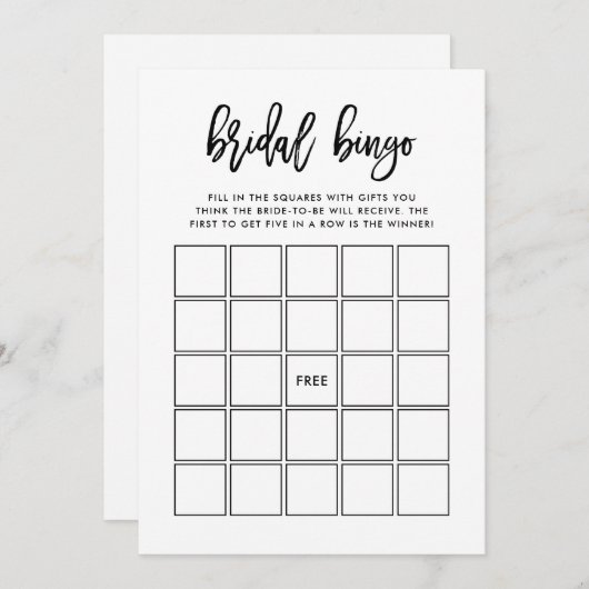 Modern script | Vrijgezellenfeest Bingo Game Kaart (Voorkant / Achterkant)