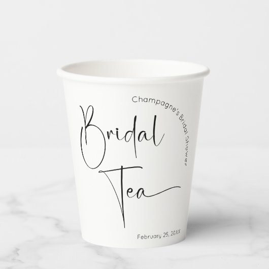 Modern Script Vrijgezellenfeest bruidsthee Papieren Bekers (Voorkant)