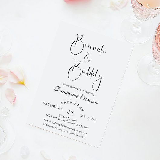 Modern Script Vrijgezellenfeest Brunch & Bubbly Kaart