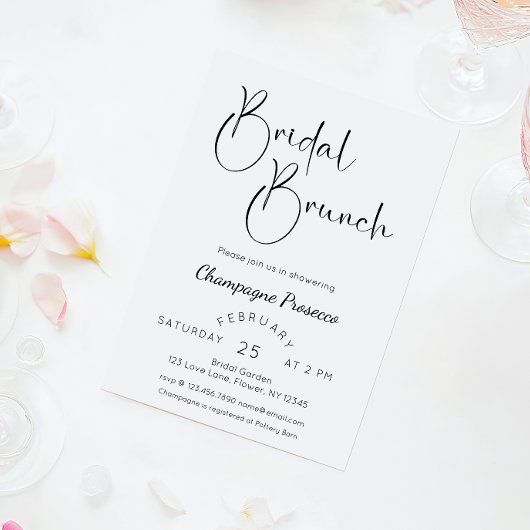 Modern Script Vrijgezellenfeest Brunch Kaart