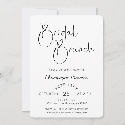 Modern Script Vrijgezellenfeest Brunch Kaart (Voorkant)