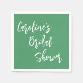 Modern Script Vrijgezellenfeest Custom Kelly Green Servet (Voorkant)